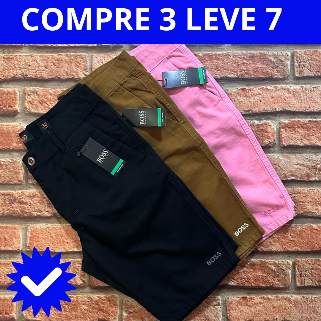 🔥Kit 7 Bermudas Sarja Hugo Boss  + Relógio de brinde hoje